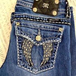 Miss Me Medium Wash Boot Cut Angel Wings Jeans